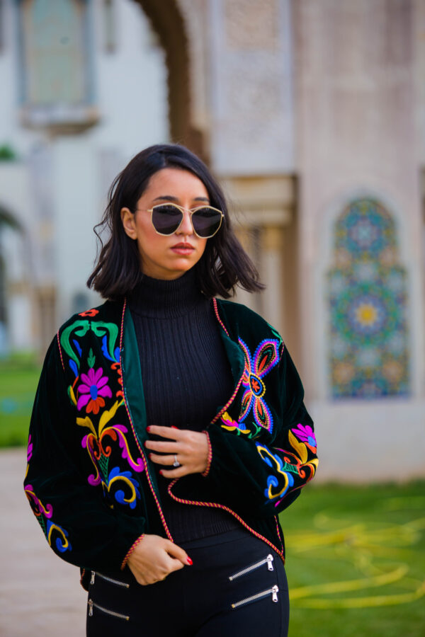 Veste Noir Ébène Florale